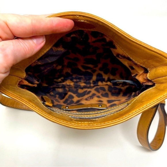 B. Makowsky Studded Leather Crossbody Purse – Cheetah Lining, Adjustable Strap - Picture 4 of 15